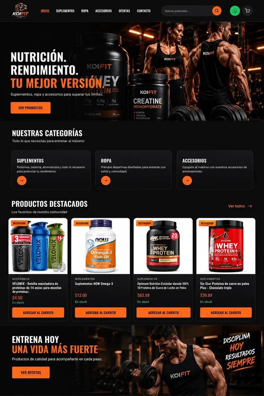 Captura del sitio web de Koifit Store